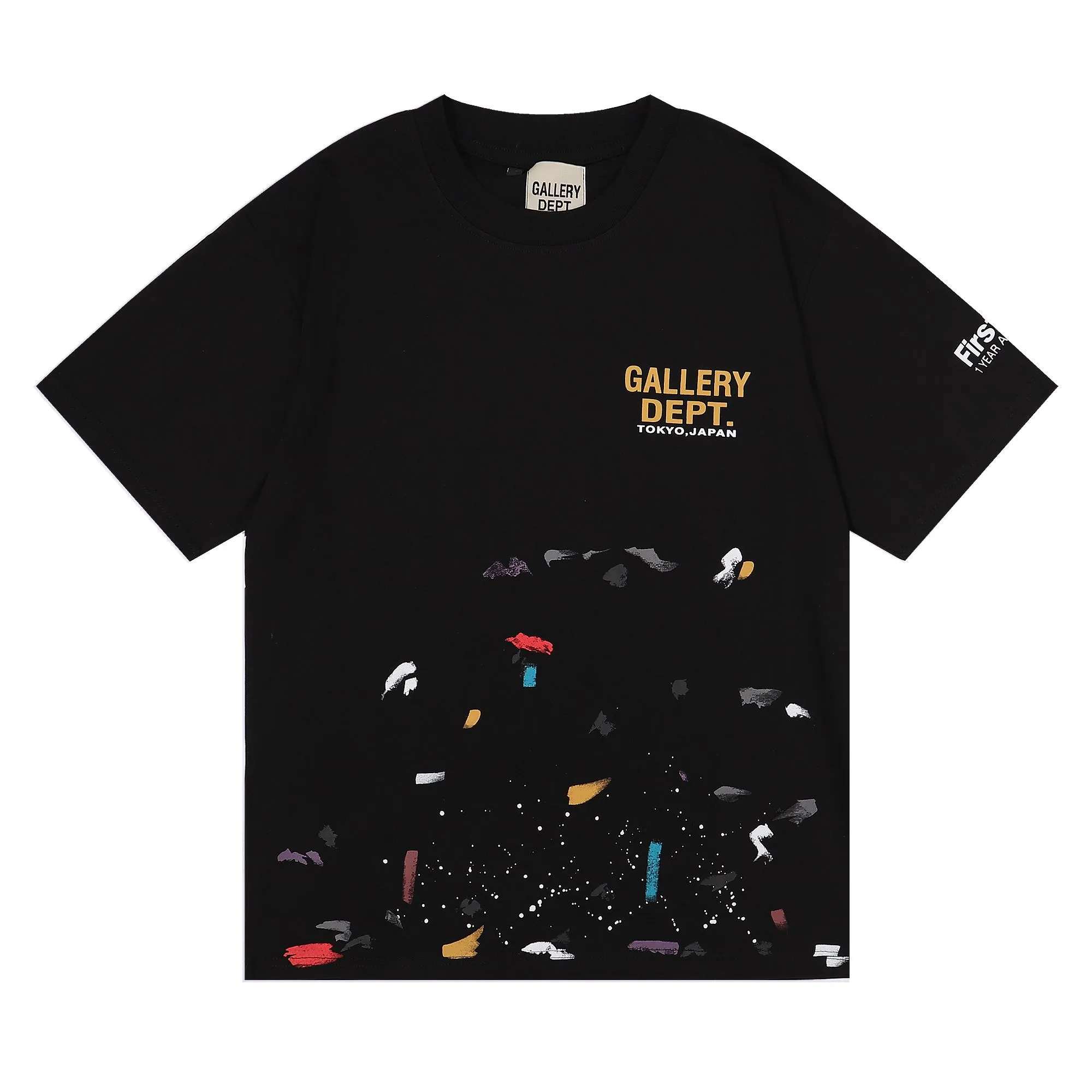 No. 6007, batch 104, GALLERY DEPT TOKYO JAPAN limited edition, colorful printed splash-ink high street loose TEE. Selected 230g 32-count smooth double yarn fabric, fine workmanship and superb quality! The fit is loose and super comfortable to wear, and the size is 2 sizes larger than the normal domestic size. Color: apricot, black, white Size: S M L